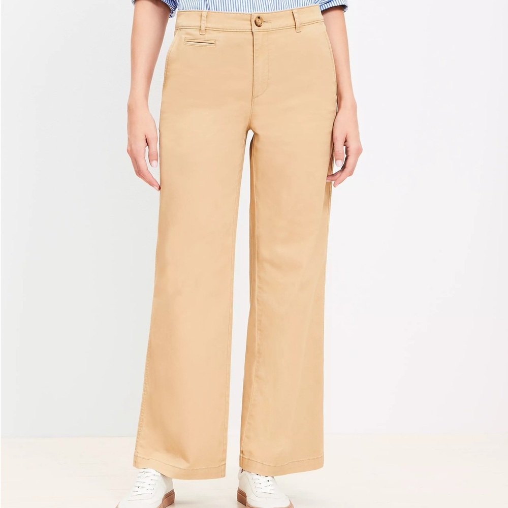 LOFT Sand Beige Monroe Wide Leg Pants